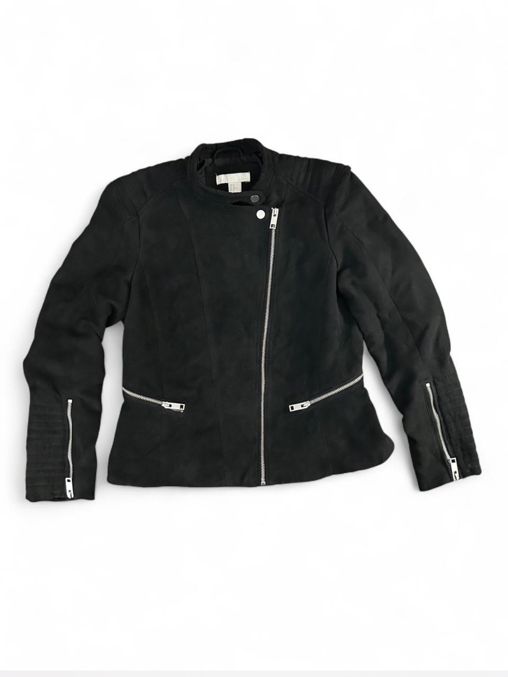 H&M Black Suede Asymmetrical Moto Jacket - Women